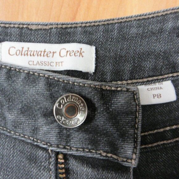 COLDWATER CREEK Classic Waist ShapeMe Straight Leg Jeans Sz 8 PETITE Black Denim - Picture 10 of 16